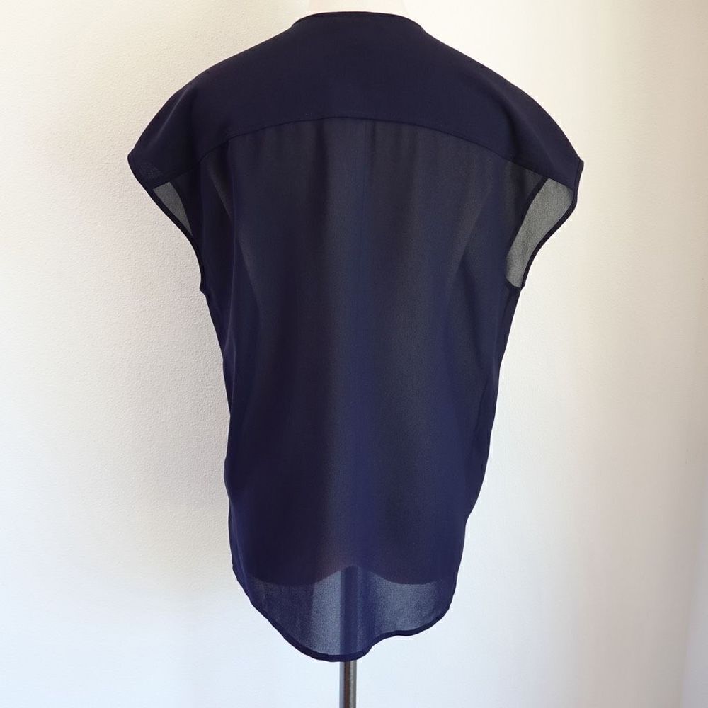 J. Crew Sheer Tank Top Navy Size 2 Neckline Detailing - Picture 4 of 10